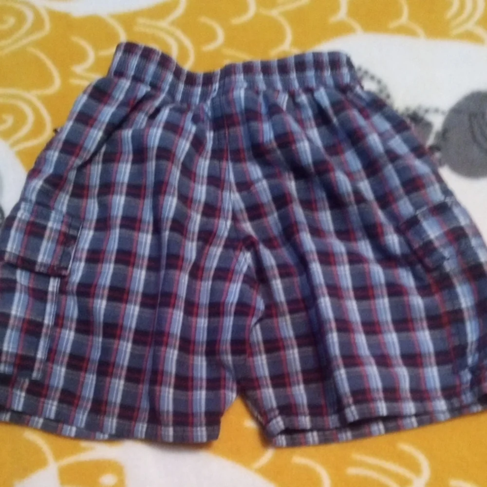 OshKosh B'gosh Blue and Red Plaid Shorts with Elastic Waistband And 4 Pockets